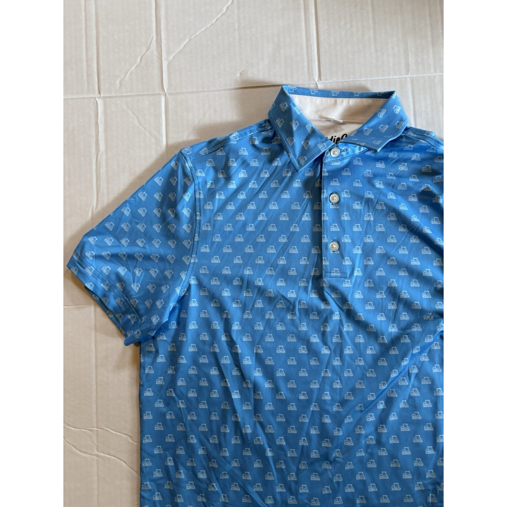 CaddyCrate Men’s M Golf Polo Blue Golf Cart Pattern Lightweight - Picture 3 of 5